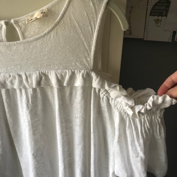 White Anthropologie ruffled T-shirt - Picture 4 of 5